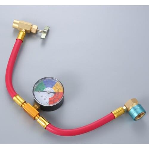 Car R1234yf Refrigerant Charging Hose Kit with Pressure Gauge AC Can Opener Tap Dispensing Valve Gasket Low Side Quick Coupler