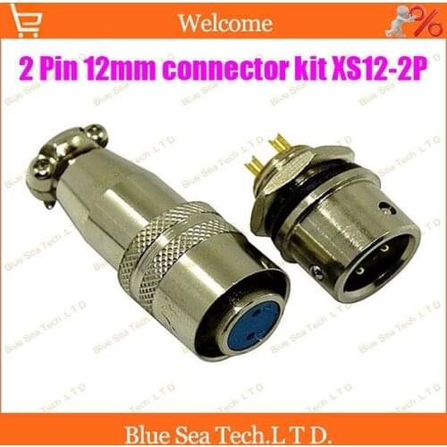 Free Shipping 10 sets=20pcs 2 Pin 12mm Male & Female mic circular connector kit XS12-2P Socket+Plug,Aviation plug interface