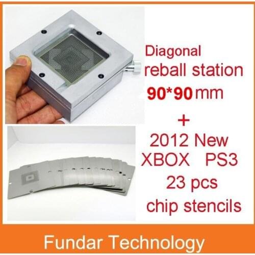 Free shipping XBOX PS3 BGA reballing kit diagonal reball station 90mm + 23pcs 90mm reballing stencils