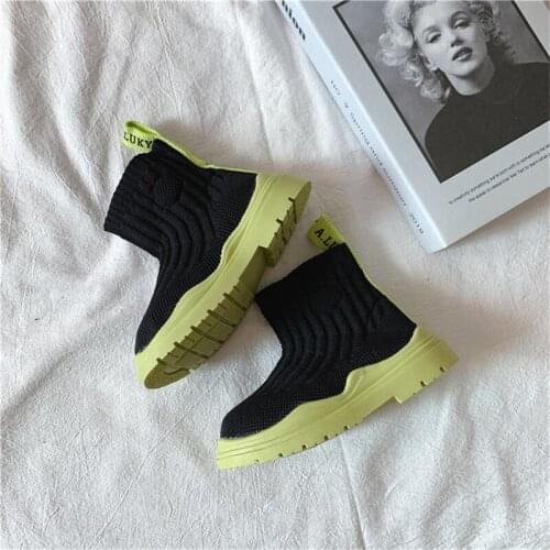 CAPSELLA KIDS Fashion Ankle Boots 2-12 Years Boys Girls Knitted Shoes Breathable Spring Autumn Summer Shoes Children Boots 26-36