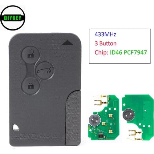 DIYKEY Smart Remote Key Fob 3 Button 433MHz PCF7947 ID46 Chip for Renault Megane 2003-2008,Scenic 2003-2008,Clio 2006-2012