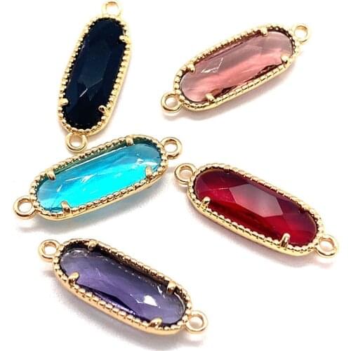 Natural Amethyst and Obsidian Double Ring Pendant Colorful Oval Chain Bracelet for DIY Handmade Jewelry Making Supplies 5 Pieces