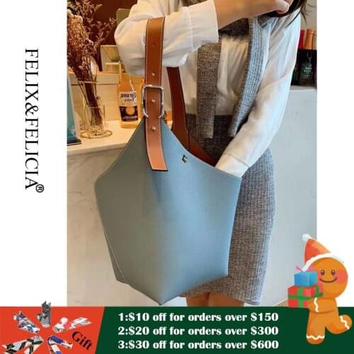 FELIX&FELICIA Factory Brand Fashion Bucket Handbags For Women Genuine Leather Shoulder Casual Bucket Luxury Top-Handle Bags