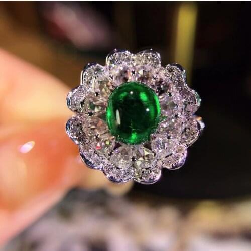 H120 Emerald Ring 1.16ct Pure 18 K Gold Jewelry Colombia Origin Green Emerald Gemstone Diamond Female Rings for women Fine Ring