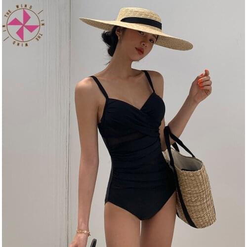 In The Wind One Piece Swimwear Women Black Cut Out Monokini Swimsuit Push Up Bathing Suit