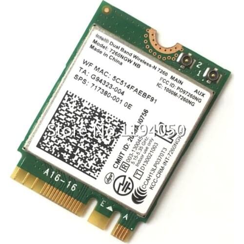 Intel 2.4G/5G Dual Band Wireless-N 7260 7260NGW NB NGFF PCIe WLAN WIFI Card Device Modul 300M WIFI CARD