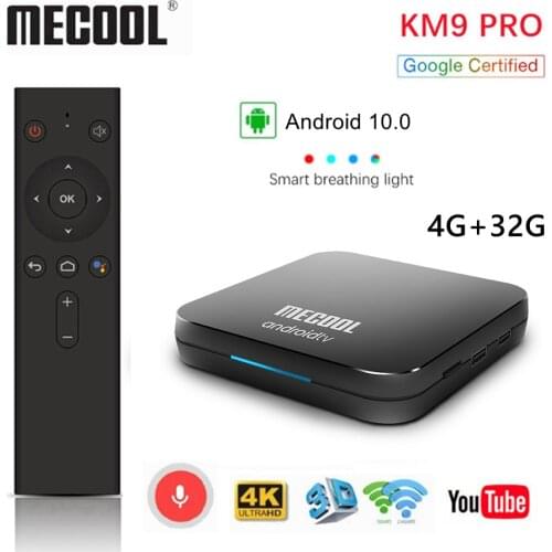 Mecool KM9 Pro 4G 32G Android 9.0 Google Certificated Voice Control Android TV Box 4K HDR Dual WiFi Smart Media Player