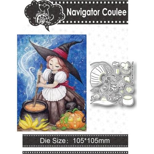 Metal cutting mold Halloween witch died of novice scrapbook cutting decoration Stamp layered punching DIY craft supplies 2021 ne