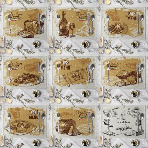 Fashion Print Rectangle Cotton Linen Western Style Table Pad Cut Mats Placemat for Dinner Kitchen Table 40x30cm Food Pattern