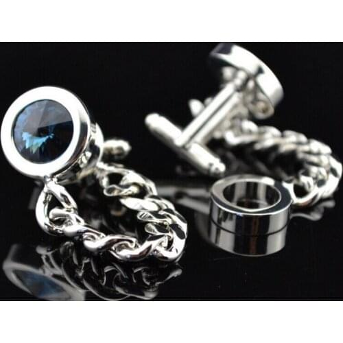 Men Novelty 6colours Option Top Crystal Chain Style Hotsale Copper Material Wholesale Cuff Links