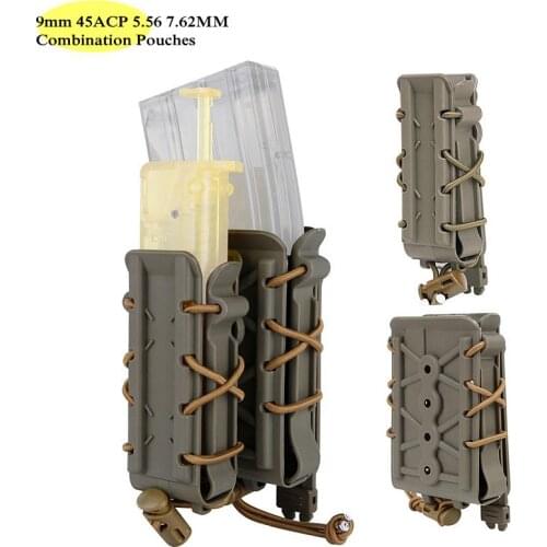 Molle Magazine Pouch Military Soft Shell Pistol Mag Pouch 9mm 45ACP 5.56 7.62MM Belt Fast Attach Carrier Magazine Set Case