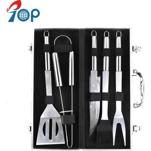 3pc 5pc BBQ Grill Tool Set Stainless Steel Barbecue Grill Tool Kit Accessories Utensils Kit In Portable Aluminium Case
