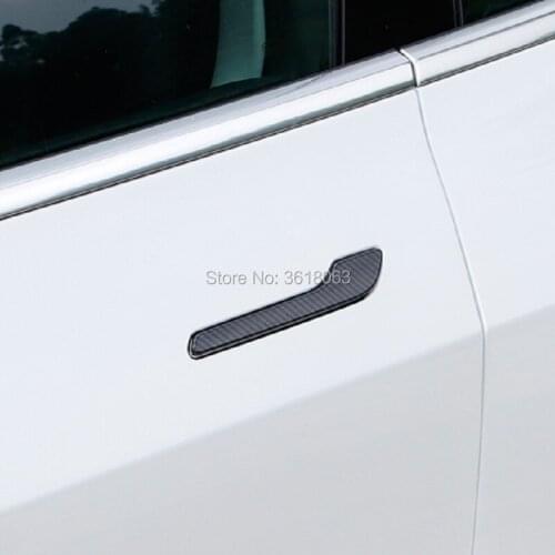 For Tesla Model 3 2018 2019 Carbon Fiber Side Car Door Handle Cover Trim Sticker Car Styling Exterior Decortion Accessories