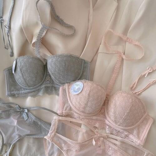 Detachable double shoulder strap dress underwear women comfortable wirefree hanging neck sexy skin nourishing latex bra set