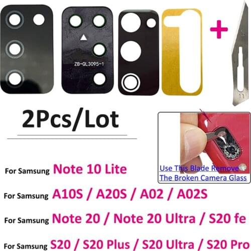 2pcs, New Back Camera Lens Glass Replacement For Samsung Galaxy A02S A02 A10S A20S Note 10 Lite 20 Ultra S20 Plus Ultra Pro fe