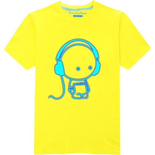 Beloved Angel Luminous TShirt Kids Clothes Boys T-Shirts Music Toddler Short Sleeve T Shirts For Girls Baby Tops Tees 3-15 Yrs