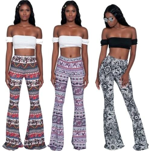 Fashion Flare Trousers Women Fall Fashion Print Mid Waist Women Bottoms Pants Streetwear Women Clothing Lugentolo