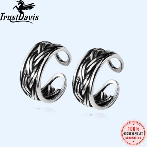Trusta 100% 925 Solid Real Sterling Thai Silver Ear Cuff Clip On Earrings For Women Girl Without Piercing Earings Jewelry DS913