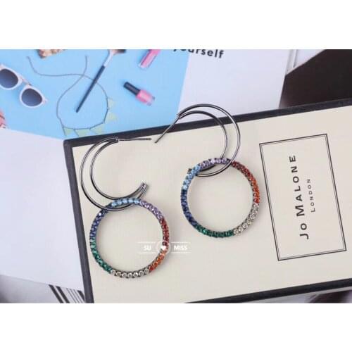 Mystery Female Rainbow Zircon Stone Earrings Gun-black Jewelry Vintage Wedding Stud Earrings For Women Free Shipping