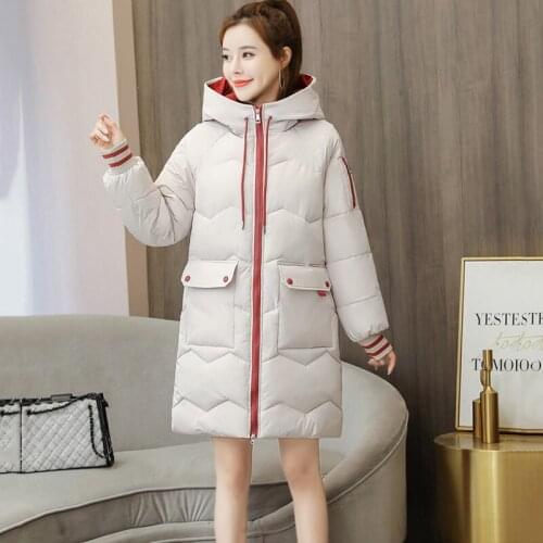Plus size Womens Student Long Cotton coat High-quality Down cotton coat Winter Jackets Coats loose Hooded Warm Parka Overcoat
