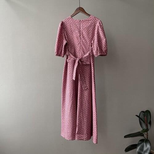 New Summer Maxi Dress Women Pink love heart print O Neck Short Sleeve Holiday Long Beach Sundress Ladies lacing Party Dresses