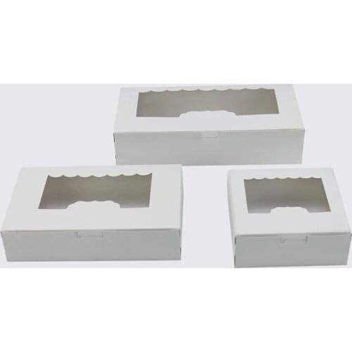 10pcs/lot White / Brown Baking Food Packing Boxes Party Favor Kraft Cookies Biscuit Storage Paper Boxes Chocolate Candy Gift Box