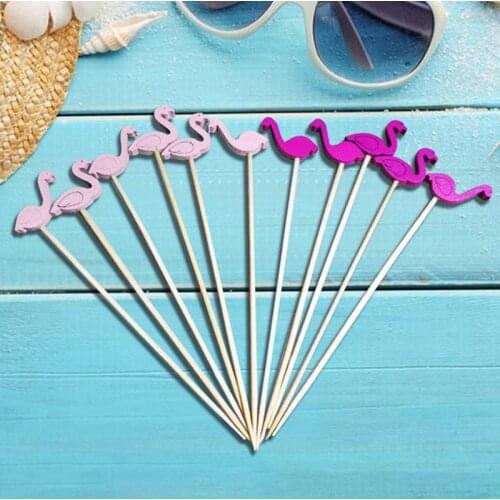 100Pcs/Pack Flamingo Bamboo Pick Pineapple Cactus leaves Cupcake Fruit Fork Dessert Salad Stick Cocktail Skewer for Party Decor
