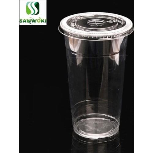 1200PCS 32oz plastic Juice Cup beverages Disposable Takeaway Packaging cups 1000ml Drinking Cup Transparent drinks Cup with lids