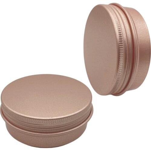 30pcs Matte Rose Gold Aluminum Round Tin Cans Box 60g/2OZ Empty Cosmetic Cream Jar Pot Case Screw Thread Lid Lip Balm Container
