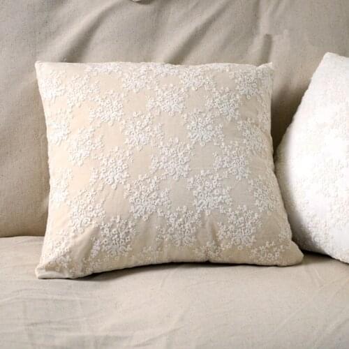 45/50/55/30x45CM cotton linen white/beige floral lace pillow case cushion cover decorative flower pillow cover