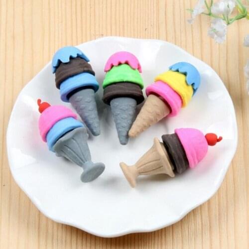 48 Pcs/lot Kawaii stationery children cute cartoon kaleidoscope ice cream eraser primary school prizes school school supplies