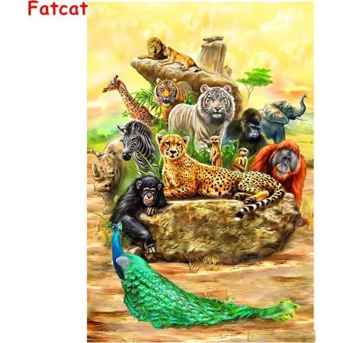 5d photo Round Diamond Painting Abstract art, animal family Full Drill Square Mosaic Home Decor Handmade Embroidery Gift PP1925