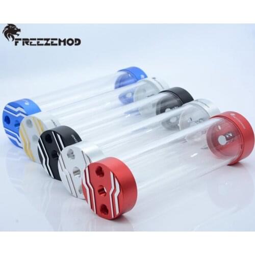 FREEZEMOD PC MOD 60mm Acrylic Reservoir 80mm-330mm Water Tank Dual Metal Cover Water Pump built-in bubbler MOD Water Cooling kit