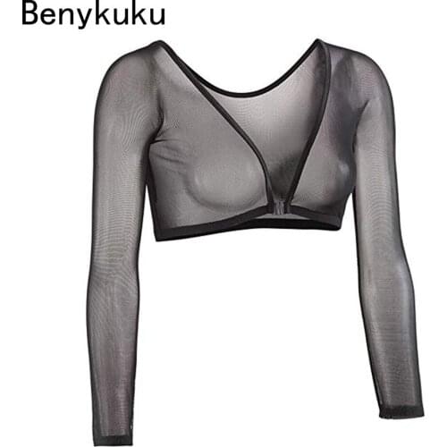 Arm Shaper Women Both Side Plus Size Mesh Seamless Slim Shapewear Crop Top Slimming Upper Shirt Blouse Black White Woman Clothes