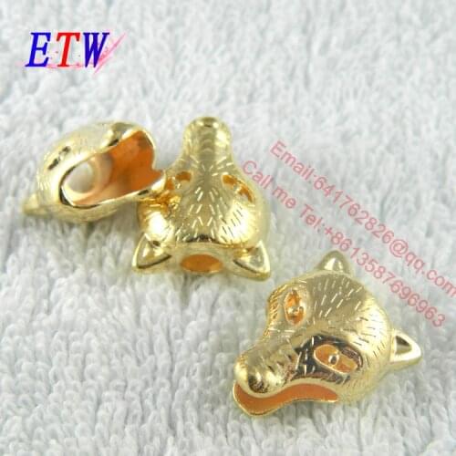 Free shipping Fashion Alloy Cord End,Double fox head DIY Plating Gold Connectors 50pcs/lot Jewelry Findings Accessories
