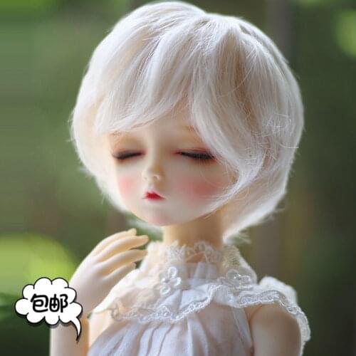 Bjd doll 3 points sd wig 1/4 male baby hair 6 points lily blue white micro-short hair high temperature silk short found goods