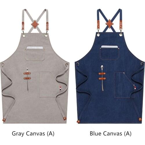Canvas Apron Crossback Cotton Straps Barista Bartender Pastry Waitstaff Uniform Florist Barber Hairdresser Painter Work Wear E37