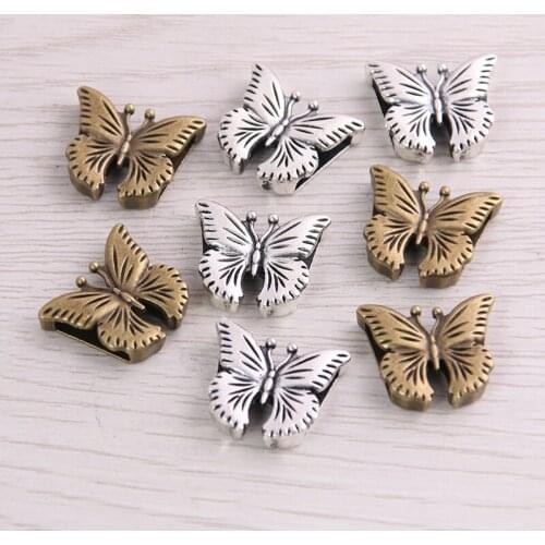 SWEET BEL 20PCS 16*19mm Butterfly Leather Bead Two Color Blank Cabochon Setting Diy Bracelets Making Supplies For 10mm Leather