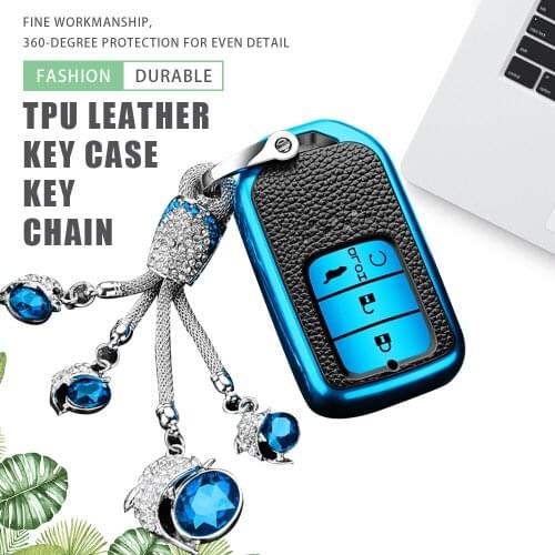 TPU Leather Car Key Case Cover Keychain for Honda CRV Accord Civic Vezel XRV URV HRV Pilot Fit Freed Protector Accessories