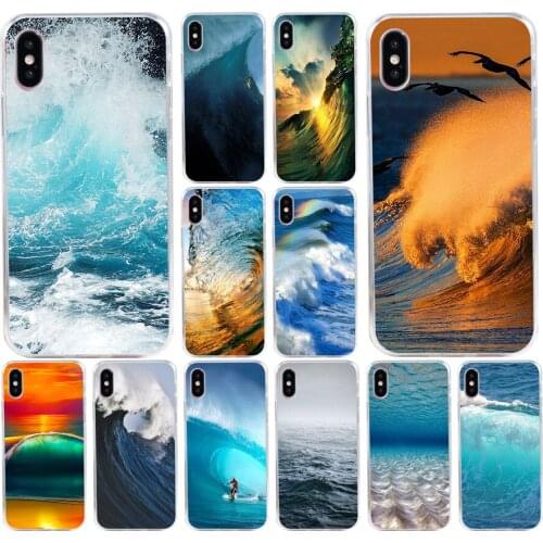 147H Summer sea blue Ocean Waves Soft Silicone Tpu Cover phone Case for iphone 5 5s se X XR XS Max case