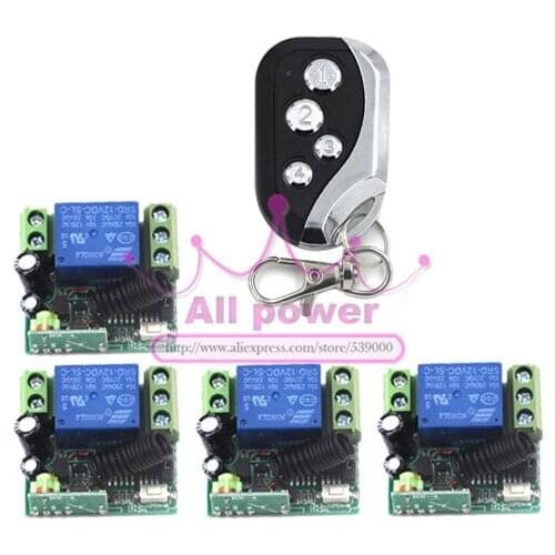 DC 12V 10A 1 CH 1CH RF Wireless Remote Control Switch System 315 MHZ 433 MHZ Transmitter Receiver 200m High Sensitivity