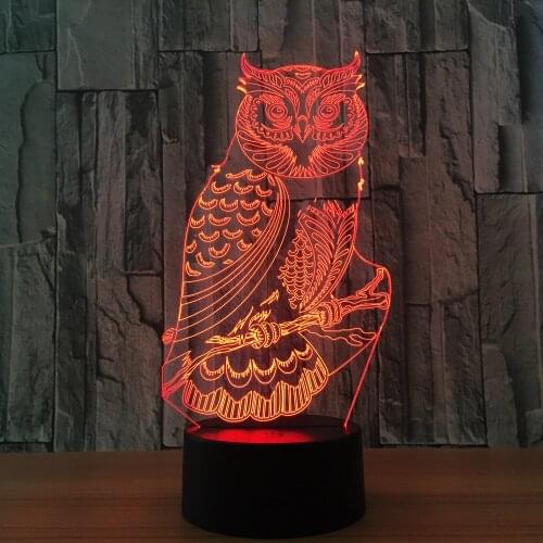 Owl 3D LED Night Light Baby Room Decoration Lamp Acrylic Color Changing Table Lights Child Kids Baby Soft Lights Bedroom Decor