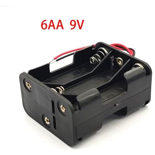 6AA 9V Battery Storage Holder 6 AA Battery Case AA Battery Box Battery Clip Slot Double Layer Back To Back With Cable