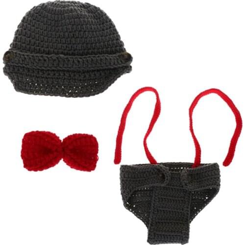 1 Set Baby Costume Suspender Hat Trousers Bowknot Tie Cosplay Cute Funny Clothing Props Newborn Outfit Photography Birthday Boys