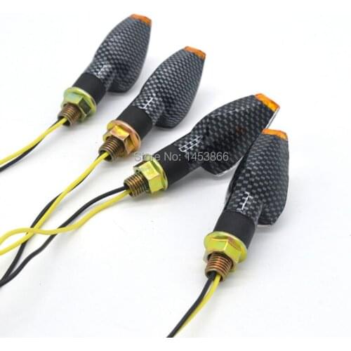 Evomosa 4 x Carbon Motorcycle Moto LED Turn Signal Indicator Blinker Lights Lamp for Honda Yamaha Suzuki Kawasak
