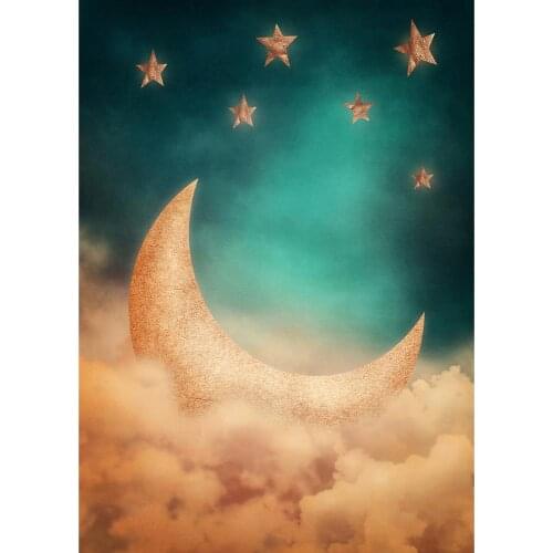 Curved Moon Stars Clouds Photographic Background Custom Backdrop for Baby Children Portrait Pets Toy Photophone Photo Studio