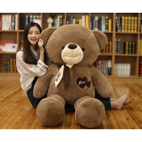 Fillings toy huge 140cm love bear plush toy dark brown teddy bear soft doll hugging pillow Christmas gift b1987