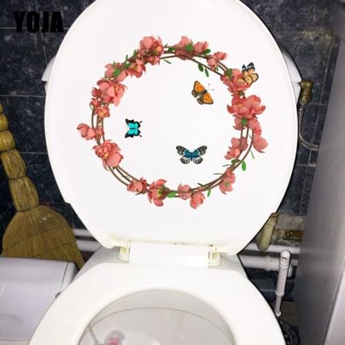 YOJA 22.2X20.4CM Delicate Garland Modern Art Bedroom Wall Sticker Fashion Cartoon WC Decor Toilet Decal T1-2286