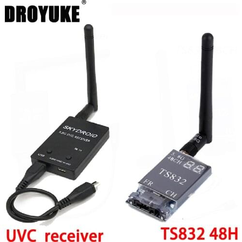 Droyuke Mini 5.8G FPV Receiver UVC Video Downlink OTG + TS832 48Ch 600mw Wireless Audio/Video Transmitter for VR Android Phone