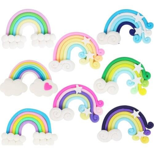 Mini Rainbow Clouds Cake Topper for Wedding Birthday Party Cake Flags Dessert Baking Decoration Unicorn party baby shower Supply